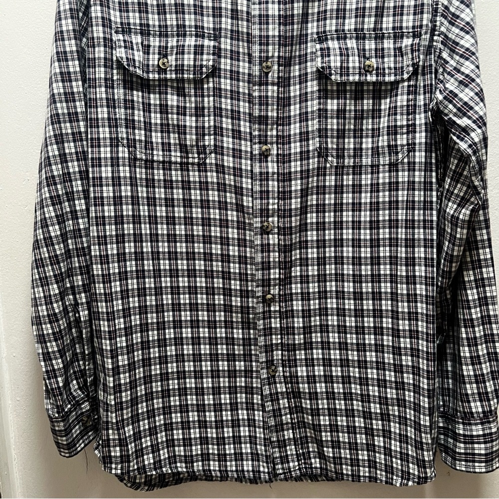 Wrangler Plaid Cotton Shirt Men’s S Blue White Maroon Long Sleeve - Picture 8 of 11